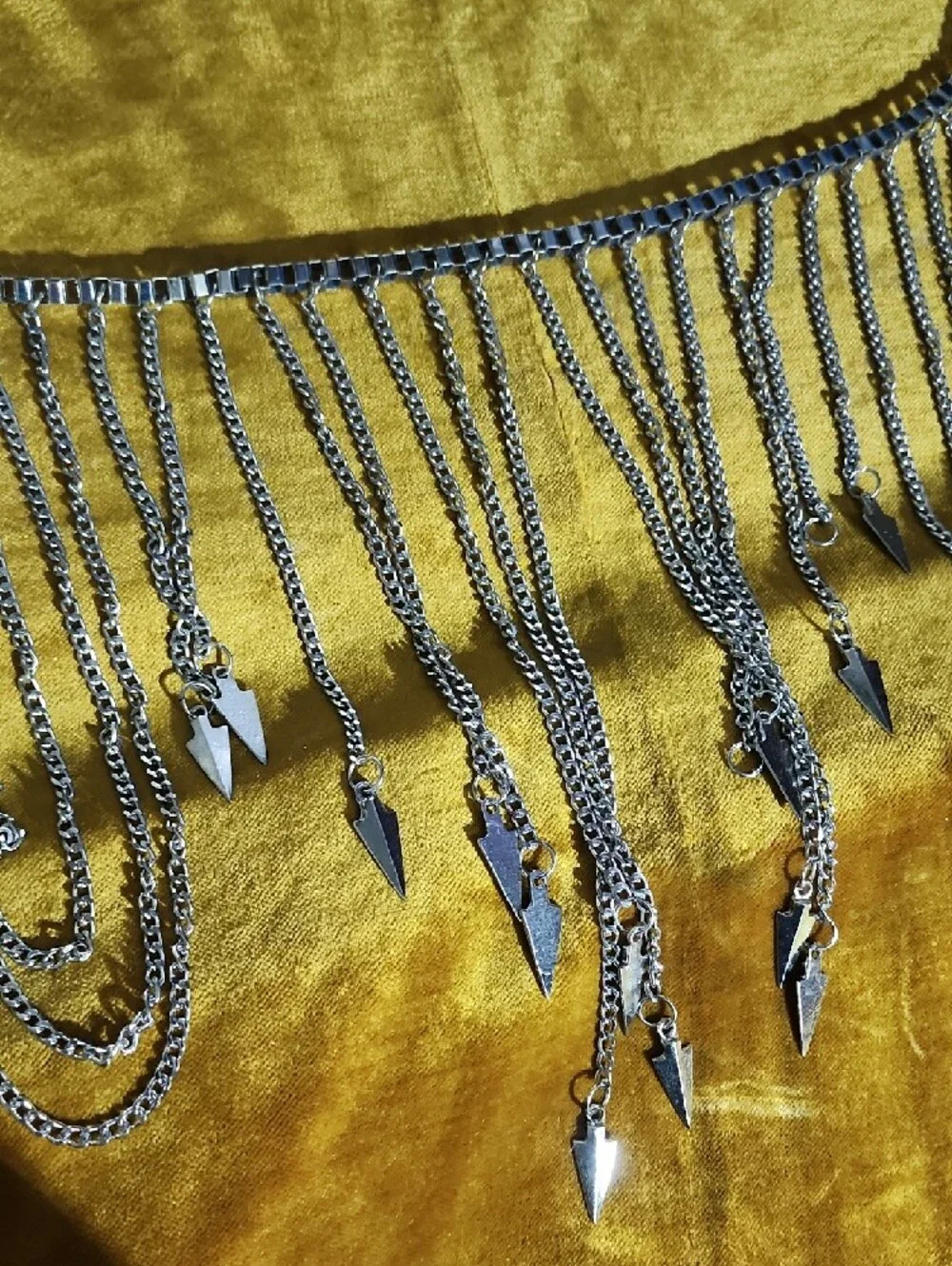Urban Outfitters Silver Box-Link Belt With Tassle Charms